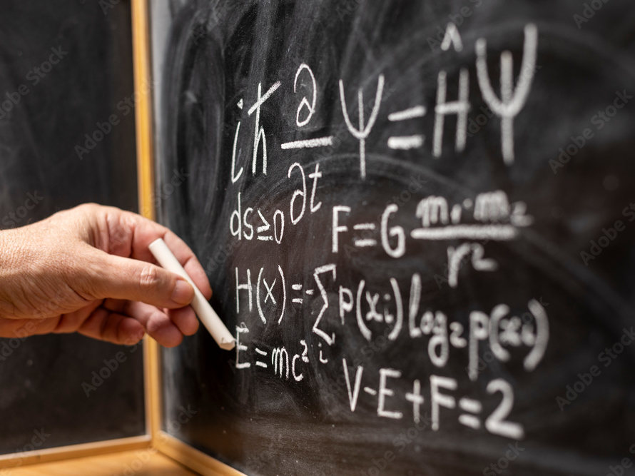 Math equations on blackboard